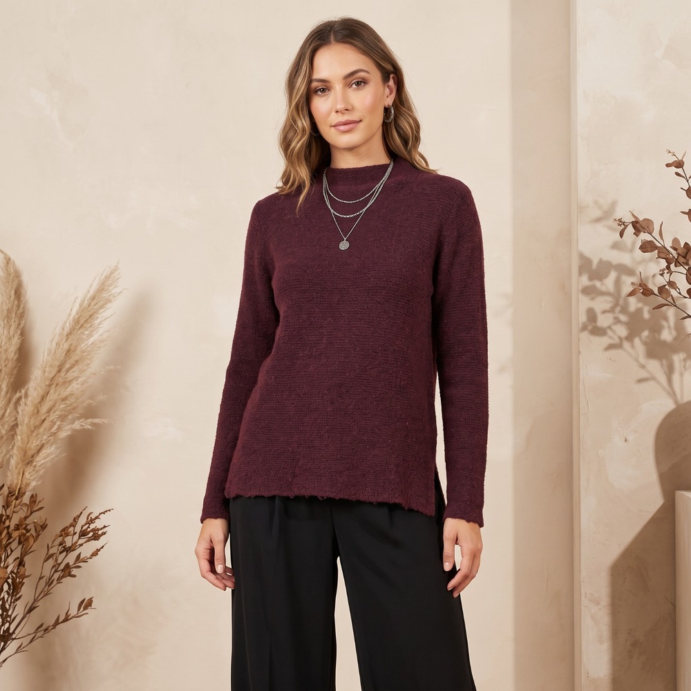 Old Navy Purple Marled Mock Neck Sweater Whimsigoth Cabin Cozy Knit Minimalist M